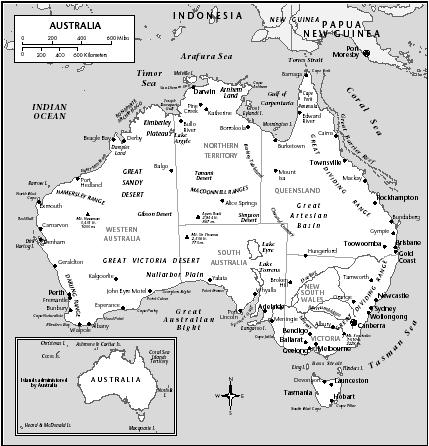 MAP OF AUSTRALIA. (© Maryland Cartographics. Reprinted with permission.)